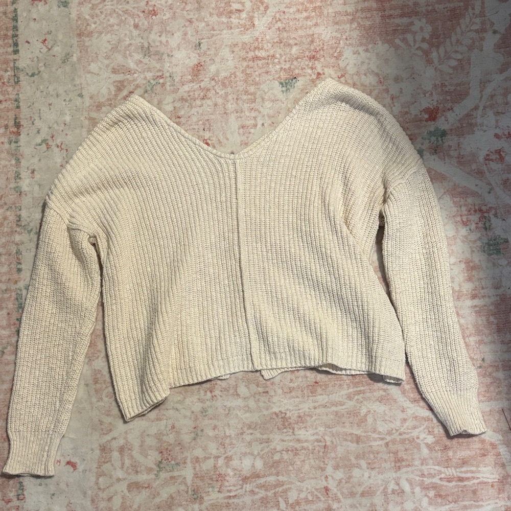 Hippie Rose Cream V-Neck Sweater
